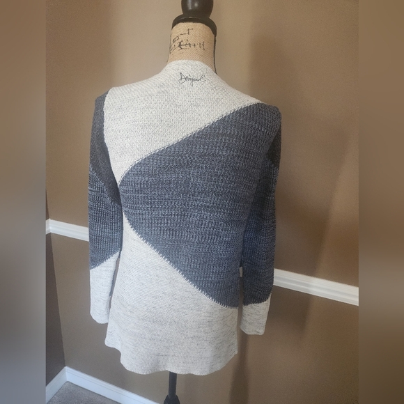 Women's Desigual Navy and Gray Open Front Cardigan Sm - Picture 3 of 7